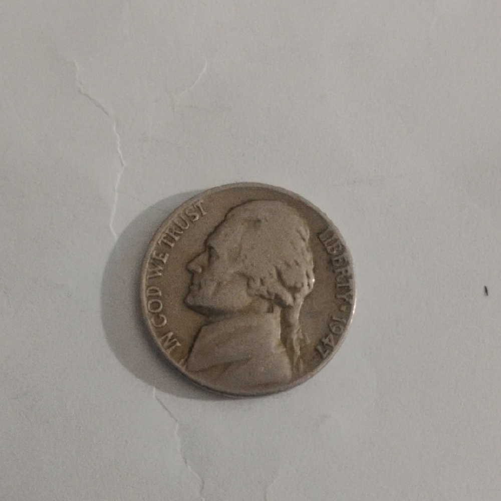1947 No Mint Mark Jefferson Nickel Coin Rare Good For Collection In WW2 Era